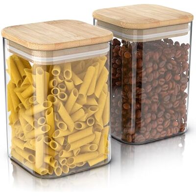 Arendo Vorratsgläser mit Deckel 1200ml 2er Set Behälter aus Glas – hitzebeständig – Vorratsdosen/Vorratsbehälter mit Bambusdeckel luftdicht für Müsli Zucker Mehl Kaffee Reis Arendo Vorratsgläser mit Deckel 1200ml 2er Set Behälter aus Glas – hitzebeständig – Vorratsdosen/Vorratsbehälter mit Bambusdeckel luftdicht für Müsli Zucker Mehl Kaffee Reis