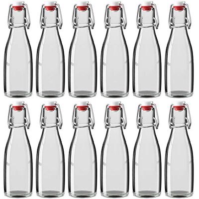 WELLGRO 200 ml Glasflasche mit Bügelverschluss 5,5 x 19 cm (ØxH) Glas Flasche klar Porzellanverschluss Bügelverschlussflasche verschiedene Mengen wählbar, Stückzahl:12 Stück WELLGRO 200 ml Glasflasche mit Bügelverschluss 5,5 x 19 cm (ØxH) Glas Flasche klar Porzellanverschluss Bügelverschlussflasche verschiedene Mengen wählbar, Stückzahl:12 Stück