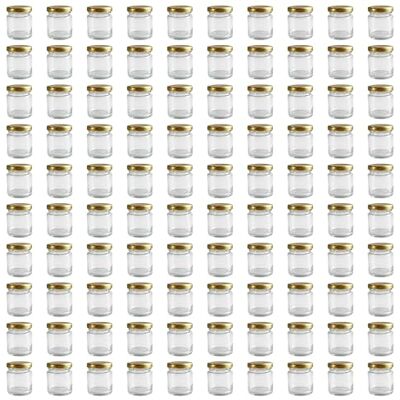 Vitrea 100x Mini Marmeladengläser 37 ml mit Deckel Gold TO 43 kleine Einmachgläser zum befüllen mit Schraubdeckel Schraubgläser leere Gläser für Marmelade 100 Stück Vitrea 100x Mini Marmeladengläser 37 ml mit Deckel Gold TO 43 kleine Einmachgläser zum befüllen mit Schraubdeckel Schraubgläser leere Gläser für Marmelade 100 Stück