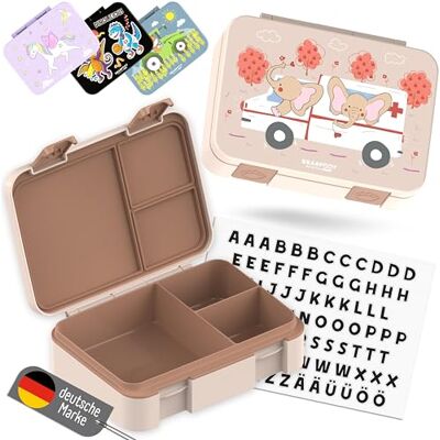 BEARFOOT Bento Box COMPACT Kinder Brotdose (Krankenwagen-braun, 950 ml) BPA-frei, auslaufsichere Lunchbox mit Fächern, für Schule & Kindergarten, für Mädchen & Jungen, leicht & kompakt BEARFOOT Bento Box COMPACT Kinder Brotdose (Krankenwagen-braun, 950 ml) BPA-frei, auslaufsichere Lunchbox mit Fächern, für Schule & Kindergarten, für Mädchen & Jungen, leicht & kompakt