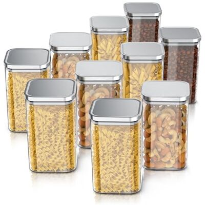 Arendo Vorratsgläser 1650ml mit Deckel Edelstahl 10er Set Behälter aus Glas – hitzebeständig – Vorratsdosen/Vorratsbehälter mit Edelstahl Deckel luftdicht für Müsli Zucker Mehl Kaffee Arendo Vorratsgläser 1650ml mit Deckel Edelstahl 10er Set Behälter aus Glas – hitzebeständig – Vorratsdosen/Vorratsbehälter mit Edelstahl Deckel luftdicht für Müsli Zucker Mehl Kaffee