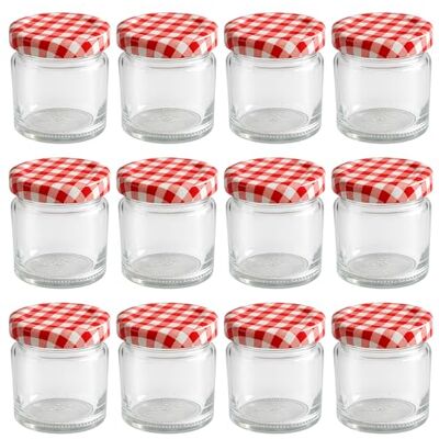 Vitrea 12x Mini Marmeladengläser 50 ml mit Deckel Rot Kariert TO 43 kleine Einmachgläser zum befüllen mit Schraubdeckel Schraubgläser leere Gläser für Marmelade 12 Stück Vitrea 12x Mini Marmeladengläser 50 ml mit Deckel Rot Kariert TO 43 kleine Einmachgläser zum befüllen mit Schraubdeckel Schraubgläser leere Gläser für Marmelade 12 Stück