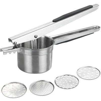 WENKO Multi-Presse XL aus Edelstahl, große Kartoffelpresse und Küchenpresse mit 4 Einsätzen, 330 ml Volumen, rutschfeste Silikon-Griffe, spülmaschinengeeignet WENKO Multi-Presse XL aus Edelstahl, große Kartoffelpresse und Küchenpresse mit 4 Einsätzen, 330 ml Volumen, rutschfeste Silikon-Griffe, spülmaschinengeeignet