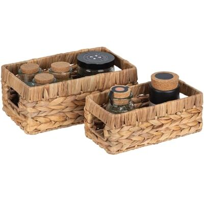 WENKO Aufbewahrungskorb Mod. Cynthia, 2er Set, geflochtener Korb, rechteckig, mit Griffaussparungen, Küchen Organizer für Arbeitsplatte und Küchenschrank WENKO Aufbewahrungskorb Mod. Cynthia, 2er Set, geflochtener Korb, rechteckig, mit Griffaussparungen, Küchen Organizer für Arbeitsplatte und Küchenschrank