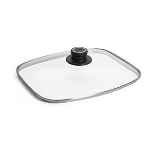 Woll Ofendeckel - Sicherheitsglas, Rechteckig 30x26cm, Belüftungsknopf, Transparent Woll Ofendeckel - Sicherheitsglas, Rechteckig 30x26cm, Belüftungsknopf, Transparent