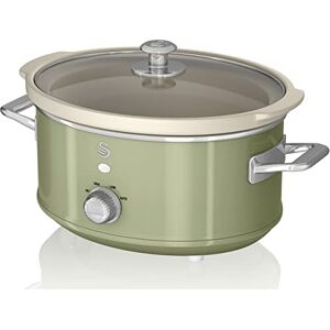 Swan Retro SF17021GNEU Slow Cooker 3,5L Abnehmbarer Kochbehälter, PFOA- und PTFE-freier Keramischer Antihaft-Behälter, 3 Temperaturstufen, Glasdeckel, Vintage-Design, Grün, 200W Swan Retro SF17021GNEU Slow Cooker 3,5L Abnehmbarer Kochbehälter, PFOA- und PTFE-freier Keramischer Antihaft-Behälter, 3 Temperaturstufen, Glasdeckel, Vintage-Design, Grün, 200W