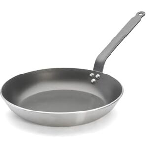 DE BUYER 8180.30 'Schock' Pfanne rund antihaftbeschichtet – mit Stahlgriff genietet – Beschichtetes Aluminium – Durchmesser 30 cm, Schwarz, Silber DE BUYER 8180.30 'Schock' Pfanne rund antihaftbeschichtet – mit Stahlgriff genietet – Beschichtetes Aluminium – Durchmesser 30 cm, Schwarz, Silber