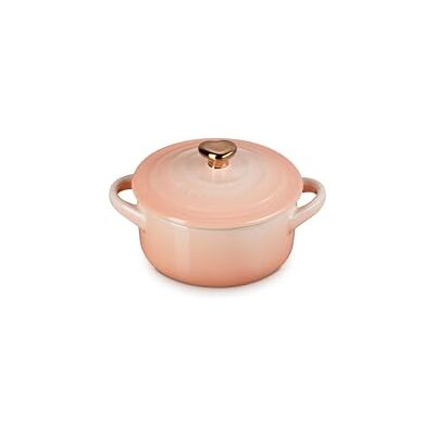 LE CREUSET Mini-Kokotte, Steingut, rund, 227 ml, Peche mit goldfarbenem Herzknauf LE CREUSET Mini-Kokotte, Steingut, rund, 227 ml, Peche mit goldfarbenem Herzknauf