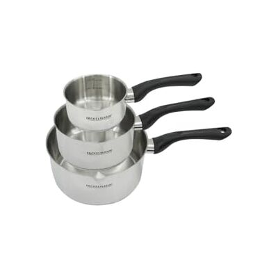 FACKELMANN 9443350 3-teiliges Topfset 12 16 und 20 cm aus Edelstahl 18/8, Kochtopf, für alle Herdarten, Induktion, Stieltopf, PFAS-frei, Edelstahl 18/8, 12, 16 und 20 cm FACKELMANN 9443350 3-teiliges Topfset 12 16 und 20 cm aus Edelstahl 18/8, Kochtopf, für alle Herdarten, Induktion, Stieltopf, PFAS-frei, Edelstahl 18/8, 12, 16 und 20 cm