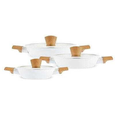 KARACA Swiss Crystal Almond, 6-teiliges Schmortopf-Set, Induktionsgeeignet – Hochwertiges Kochgeschirr aus Aluminiumguss mit Glasdeckel KARACA Swiss Crystal Almond, 6-teiliges Schmortopf-Set, Induktionsgeeignet – Hochwertiges Kochgeschirr aus Aluminiumguss mit Glasdeckel