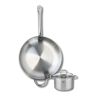 FACKELMANN ELO 9698550 Kochgeschirr-Set, 2-teilig, 1 Bratpfanne 32 cm und 1 Kochtopf 14 cm Elo Profi, Citrin, Edelstahl, Induktion FACKELMANN ELO 9698550 Kochgeschirr-Set, 2-teilig, 1 Bratpfanne 32 cm und 1 Kochtopf 14 cm Elo Profi, Citrin, Edelstahl, Induktion