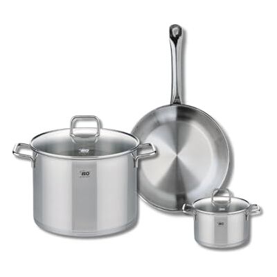 FACKELMANN ELO 9696450 Kochgeschirr-Set, 3-teilig, 1 Bratpfanne 28 cm und 2 Kochtöpfe 14 und 26 cm Elo Profi, Citrin, Edelstahl, Induktion FACKELMANN ELO 9696450 Kochgeschirr-Set, 3-teilig, 1 Bratpfanne 28 cm und 2 Kochtöpfe 14 und 26 cm Elo Profi, Citrin, Edelstahl, Induktion