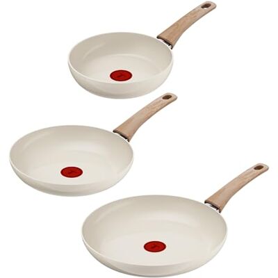 Tefal Reflect On 3-tlg. Pfannen-Set, 20/24/28 cm, keramische Antihaftbeschichtung, recycelter Aluminiumkörper, Thermo-Signal, für alle Herdarten, einfache Reinigung, Creme, G0229132 Tefal Reflect On 3-tlg. Pfannen-Set, 20/24/28 cm, keramische Antihaftbeschichtung, recycelter Aluminiumkörper, Thermo-Signal, für alle Herdarten, einfache Reinigung, Creme, G0229132