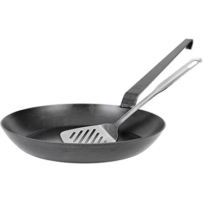 GRÄWE F400 Schmiedeeiserne Bratpfanne hoch Ø 32 cm Starterset mit Wender Hoher Rand, unbeschichtet, bis 400 °C, induktionsgeeignet, inklusive Wender, Pfannenschutz sowie Einbrenn- und Pflegeöl GRÄWE F400 Schmiedeeiserne Bratpfanne hoch Ø 32 cm Starterset mit Wender Hoher Rand, unbeschichtet, bis 400 °C, induktionsgeeignet, inklusive Wender, Pfannenschutz sowie Einbrenn- und Pflegeöl