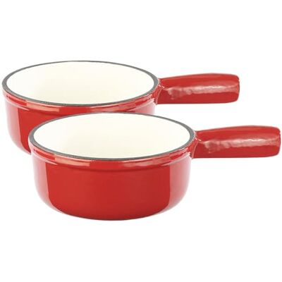 Rosenstein & Söhne Fondue Gusseisen: 2er-Set Käsefondue-Töpfe aus Gusseisen, 16 cm (Käsefondue Set Induktion, Topf induktionsfähig, Guss) Rosenstein & Söhne Fondue Gusseisen: 2er-Set Käsefondue-Töpfe aus Gusseisen, 16 cm (Käsefondue Set Induktion, Topf induktionsfähig, Guss)