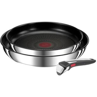 Tefal Ingenio Preference On 3-teiliges Pfannenset abnehmbarer Griff, 24/28 cm, stapelbar, platzsparend, Topfset Induktion mit Antihaftversiegelung, einfache Handhabung und Reinigung, L97493 Tefal Ingenio Preference On 3-teiliges Pfannenset abnehmbarer Griff, 24/28 cm, stapelbar, platzsparend, Topfset Induktion mit Antihaftversiegelung, einfache Handhabung und Reinigung, L97493