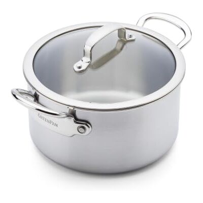 GreenPan Premiere 5-Ply Kochtopf mit Deckel 16 cm, 1,58 L, Edelstahl 5-lagiger Edelstahl, unbeschichtet, für Induktion, Glasdeckel GreenPan Premiere 5-Ply Kochtopf mit Deckel 16 cm, 1,58 L, Edelstahl 5-lagiger Edelstahl, unbeschichtet, für Induktion, Glasdeckel