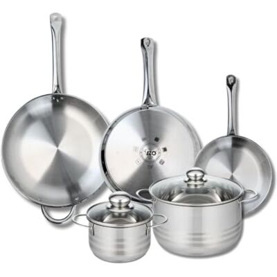 FACKELMANN ELO 9885850 Kochgeschirr-Set, 5-teilig, 3-teiliges Kochgeschirr-Set 24, 28 und 32 cm und 2 Kochtöpfe 16 und 24 cm Elo Profi, glänzend, Edelstahl, Induktion FACKELMANN ELO 9885850 Kochgeschirr-Set, 5-teilig, 3-teiliges Kochgeschirr-Set 24, 28 und 32 cm und 2 Kochtöpfe 16 und 24 cm Elo Profi, glänzend, Edelstahl, Induktion