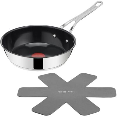 Tefal Jamie Oliver by Classic Cook Bratpfanne 24 cm, inkl. Pfannenschoner, antihaftbeschichtete Keramikoberfläche, Thermo-Signal, für alle Herdarten, Edelstahl, H8812S55 Tefal Jamie Oliver by Classic Cook Bratpfanne 24 cm, inkl. Pfannenschoner, antihaftbeschichtete Keramikoberfläche, Thermo-Signal, für alle Herdarten, Edelstahl, H8812S55