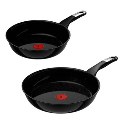 Tefal Explore On Keramik 2-tlg. Bratpfannen-Set 24/28 cm, langlebige keramische Antihaftversiegelung, induktionsgeeignet, Thermo-Signal Temperaturanzeiger, kratzfest, tiefe Form, Schwarz, G2149032 Tefal Explore On Keramik 2-tlg. Bratpfannen-Set 24/28 cm, langlebige keramische Antihaftversiegelung, induktionsgeeignet, Thermo-Signal Temperaturanzeiger, kratzfest, tiefe Form, Schwarz, G2149032