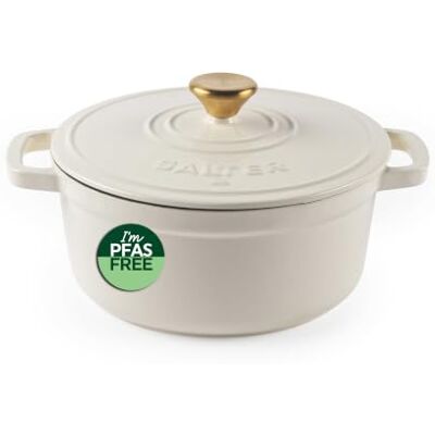SALTER Chester Gusseisen-Bräter 2 l, emailliert, Creme PFAS-freie Emaille, bis 240 °C ofenfest, für alle Herdarten inkl. Induktion, gute Wärmespeicherung, pflegeleicht SALTER Chester Gusseisen-Bräter 2 l, emailliert, Creme PFAS-freie Emaille, bis 240 °C ofenfest, für alle Herdarten inkl. Induktion, gute Wärmespeicherung, pflegeleicht