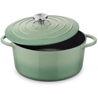 KÜCHENPROFI Gusseisen Bräter mit Deckel rund, jade, 26 cm, Schmortopf, Auflaufform, Dutch Oven, Brotbacktopf, emailliert, für alle Herdarten (inkl. Induktion), zum Schmoren, Backen, Braten KÜCHENPROFI Gusseisen Bräter mit Deckel rund, jade, 26 cm, Schmortopf, Auflaufform, Dutch Oven, Brotbacktopf, emailliert, für alle Herdarten (inkl. Induktion), zum Schmoren, Backen, Braten