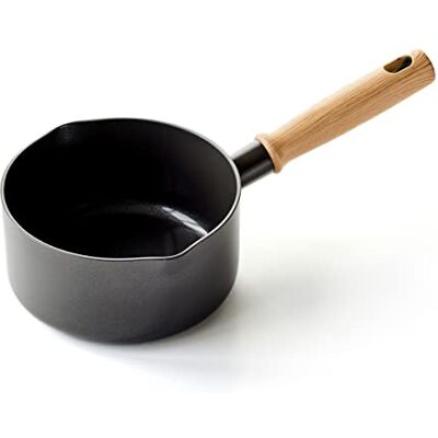GreenChef Vintage Gesunde keramische Antihaftbeschichtung, 16cm/1,6 Liter Milchpfanne Topf, Griff in Holzoptik, PFAS-frei, Induktionsgeeignet, Spülmaschinenfest, Grau GreenChef Vintage Gesunde keramische Antihaftbeschichtung, 16cm/1,6 Liter Milchpfanne Topf, Griff in Holzoptik, PFAS-frei, Induktionsgeeignet, Spülmaschinenfest, Grau