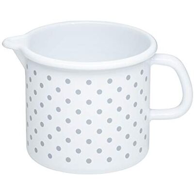 Riess Schnabeltopf aus Emaille in der Farbe Weiß mit Punkten und einem Durchmesser von 12cm, 1L, 0040-033 Riess Schnabeltopf aus Emaille in der Farbe Weiß mit Punkten und einem Durchmesser von 12cm, 1L, 0040-033