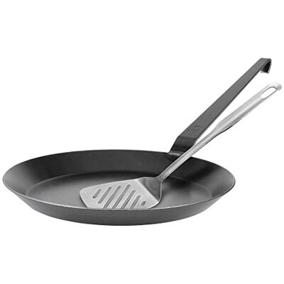 GRÄWE Schmiedeeiserne Bratpfanne F400, Ø 32 cm, Eisenpfanne mit Wender, 400° C hitzebeständig, Pfanne aus Eisen, kratzfeste Bratpfanne, unbeschichtet, Outdoor-Cooking, induktionsgeeignet GRÄWE Schmiedeeiserne Bratpfanne F400, Ø 32 cm, Eisenpfanne mit Wender, 400° C hitzebeständig, Pfanne aus Eisen, kratzfeste Bratpfanne, unbeschichtet, Outdoor-Cooking, induktionsgeeignet