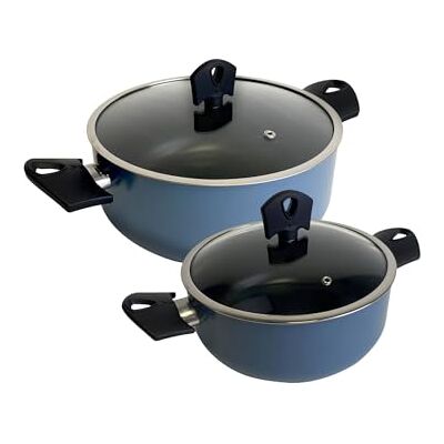 San Ignacio Set mit 2 Kochtöpfen Ø 20 x 24 cm, mit Deckel aus gepresstem Aluminium, Farbe Blau NOIA San Ignacio Set mit 2 Kochtöpfen Ø 20 x 24 cm, mit Deckel aus gepresstem Aluminium, Farbe Blau NOIA