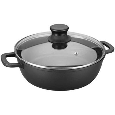 LACOR BRATENTOPF M/GLASDECKEL 36 GIESSENALUM, Aluminium, Black, 36 cm, _25835 LACOR BRATENTOPF M/GLASDECKEL 36 GIESSENALUM, Aluminium, Black, 36 cm, _25835