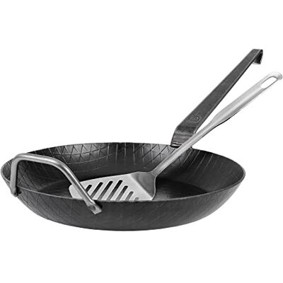 GRÄWE F400 Schmiedeeiserne Bratpfanne Ø 32 cm mit Gegengriff & Wender 400° C hitzebeständig, Pfanne aus Eisen, kratzfeste Bratpfanne, unbeschichtet, Outdoor-Cooking, induktionsgeeignet GRÄWE F400 Schmiedeeiserne Bratpfanne Ø 32 cm mit Gegengriff & Wender 400° C hitzebeständig, Pfanne aus Eisen, kratzfeste Bratpfanne, unbeschichtet, Outdoor-Cooking, induktionsgeeignet