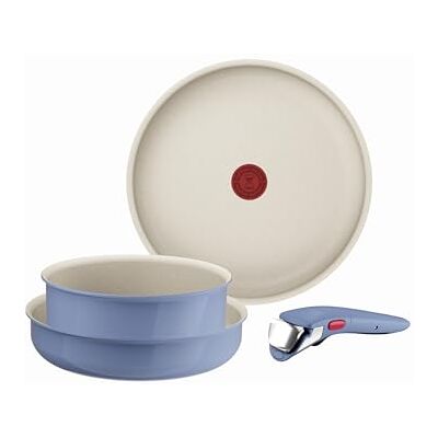 Tefal Ingenio Serenity L829S404 Kochgeschirr, 4-teilig, Standard, Antihaftbeschichtung, sicherer abnehmbarer Griff, stapelbares Design, Blue Salt Tefal Ingenio Serenity L829S404 Kochgeschirr, 4-teilig, Standard, Antihaftbeschichtung, sicherer abnehmbarer Griff, stapelbares Design, Blue Salt