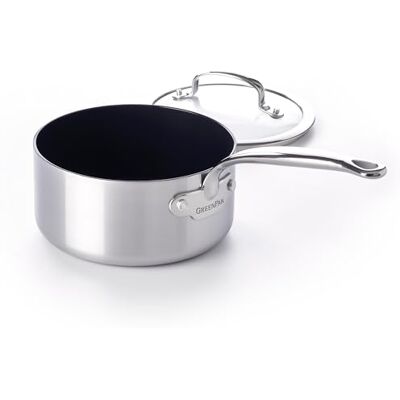 GreenPan Barcelona Evershine Tri-Ply Edelstahl Gesunde Diamantverstärkte Keramische Antihaft-Stielkasserolle 16 cm/1,5 Liter, PFAS-frei, Multi Clad, Induktion, Backofenfest, Spülmaschinenfest, Silber GreenPan Barcelona Evershine Tri-Ply Edelstahl Gesunde Diamantverstärkte Keramische Antihaft-Stielkasserolle 16 cm/1,5 Liter, PFAS-frei, Multi Clad, Induktion, Backofenfest, Spülmaschinenfest, Silber