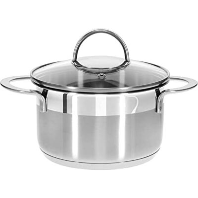 GRÄWE Kochtopf inkl. Glasdeckel, 1,5 l, Spülmaschinengeeignet, Topf für Induktion, klein, Edelstahl, Ø 16 cm, Serie Pro-Line GRÄWE Kochtopf inkl. Glasdeckel, 1,5 l, Spülmaschinengeeignet, Topf für Induktion, klein, Edelstahl, Ø 16 cm, Serie Pro-Line