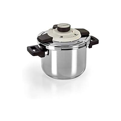 Barazzoni , Stahl Schnellkochtopf Dual System Easile, Fassungsvermögen 6 l, Ø 22 cm, Edelstahl 18/10, Made in Italy, 6 Liter Barazzoni , Stahl Schnellkochtopf Dual System Easile, Fassungsvermögen 6 l, Ø 22 cm, Edelstahl 18/10, Made in Italy, 6 Liter
