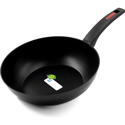Zanetti Evolution Wok für Induktion, Durchmesser 28 cm, Pfanne mit Antihaftboden, hohe Dicke, bequemer Griff, Schwarz Zanetti Evolution Wok für Induktion, Durchmesser 28 cm, Pfanne mit Antihaftboden, hohe Dicke, bequemer Griff, Schwarz