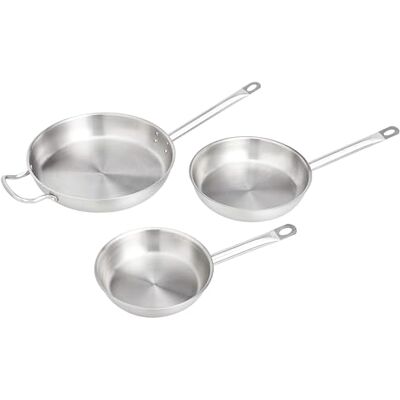 Amazon Bratpfannen-Set, Edelstahl, aluminiumbeschichtet, ofenfest, spülmaschinenfest, mit 20 cm, 24 cm und 30 cm großen Pfannen, 3-teilig, Silber Amazon Bratpfannen-Set, Edelstahl, aluminiumbeschichtet, ofenfest, spülmaschinenfest, mit 20 cm, 24 cm und 30 cm großen Pfannen, 3-teilig, Silber