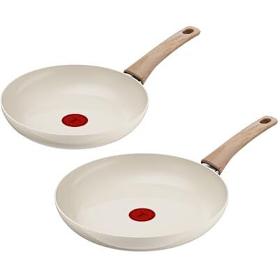 Tefal Reflect On 2-tlg. Pfannen-Set, 24/28 cm, keramische Antihaftbeschichtung, recycelter Aluminiumkörper, Thermo-Signal, für alle Herdarten, einfache Reinigung, Creme, G0229032 Tefal Reflect On 2-tlg. Pfannen-Set, 24/28 cm, keramische Antihaftbeschichtung, recycelter Aluminiumkörper, Thermo-Signal, für alle Herdarten, einfache Reinigung, Creme, G0229032