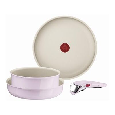 Tefal Ingenio Serenity L830S404 Kochgeschirr, 4-teilig, Standard, Antihaftbeschichtung, sicherer abnehmbarer Griff, stapelbares Design, Pink Clay Tefal Ingenio Serenity L830S404 Kochgeschirr, 4-teilig, Standard, Antihaftbeschichtung, sicherer abnehmbarer Griff, stapelbares Design, Pink Clay