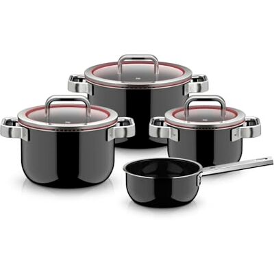 WMF Fusiontec Function Pro, 4-teiliges Topf-Set, langlebiges, kratzfestes Material, Topfset Induktion, Töpfe für alle Herdarten geeignet, Made in Germany, schwarz, 0518605290 WMF Fusiontec Function Pro, 4-teiliges Topf-Set, langlebiges, kratzfestes Material, Topfset Induktion, Töpfe für alle Herdarten geeignet, Made in Germany, schwarz, 0518605290