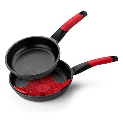 BRA Premiere Set aus 20 und 24 cm großen tpfannen aus Aluminiumguss mit Antihaftbeschichtung, geeignet für alle Herdarten, einschließlich Induktion, inklusive Untersetzer, Rot, 20 24 cm BRA Premiere Set aus 20 und 24 cm großen tpfannen aus Aluminiumguss mit Antihaftbeschichtung, geeignet für alle Herdarten, einschließlich Induktion, inklusive Untersetzer, Rot, 20 24 cm
