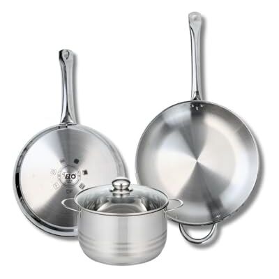 FACKELMANN Elo Kochgeschirr, 2 Pfannen, 28/32 cm, Kochtopf 20 cm Komplette Küche, 3-teilig, 2 Pfannen 28 und 32 cm, Kochtopf 20 cm, Edelstahl, Induktion, Backofen und Spülmaschine FACKELMANN Elo Kochgeschirr, 2 Pfannen, 28/32 cm, Kochtopf 20 cm Komplette Küche, 3-teilig, 2 Pfannen 28 und 32 cm, Kochtopf 20 cm, Edelstahl, Induktion, Backofen und Spülmaschine