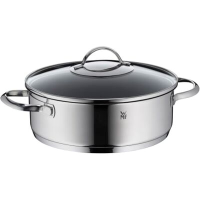 WMF Devil Schmorpfanne 24cm Induktion, Bräter, Schmortopf mit Deckel 5l, Cromargan Edelstahl beschichtet, backofenfest, hoher Rand WMF Devil Schmorpfanne 24cm Induktion, Bräter, Schmortopf mit Deckel 5l, Cromargan Edelstahl beschichtet, backofenfest, hoher Rand