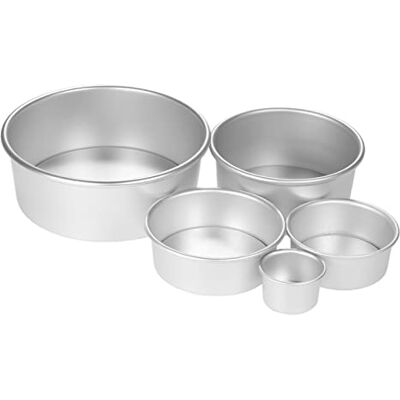 DUO 5 stücke Kuchenformen Aluminiumlegierung Runde Pudding Käseform Set mit Abnehmbarer Unterkuchen Backpfanne DUO 5 stücke Kuchenformen Aluminiumlegierung Runde Pudding Käseform Set mit Abnehmbarer Unterkuchen Backpfanne