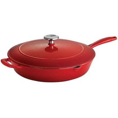 Tramontina Bestow emailliertes Gusseisen, für Alle Herdarten inkl. Induktion, Backofengeeignet bis 230°C, Optimale Wärmeleitung, Gusseisenpfanne, Gusseisentopf (Rot, Pfanne mit Deckel (30 cm)) Tramontina Bestow emailliertes Gusseisen, für Alle Herdarten inkl. Induktion, Backofengeeignet bis 230°C, Optimale Wärmeleitung, Gusseisenpfanne, Gusseisentopf (Rot, Pfanne mit Deckel (30 cm))