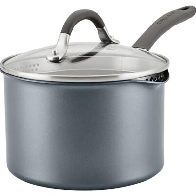 Circulon Scratch Defense Antihaft-Saucenpfanne mit Deckel 18 cm 2,8 l Induktions-Saucenpfanne mit Siebdeckel und Ausgießrändern, spülmaschinenfestes und ofenfestes Kochgeschirr, Grau Circulon Scratch Defense Antihaft-Saucenpfanne mit Deckel 18 cm 2,8 l Induktions-Saucenpfanne mit Siebdeckel und Ausgießrändern, spülmaschinenfestes und ofenfestes Kochgeschirr, Grau