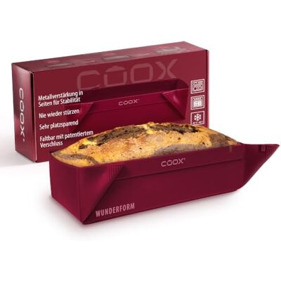 coox WUNDERFORM Basic M in Dunkelrot, die erste faltbare Kastenform, platzsparende Backform aus Silikon BPA-frei coox WUNDERFORM Basic M in Dunkelrot, die erste faltbare Kastenform, platzsparende Backform aus Silikon BPA-frei