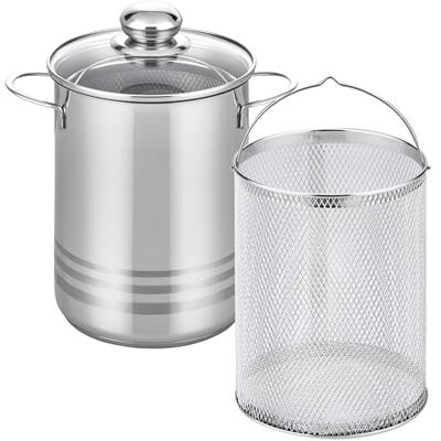Elo Basic Brillant Spargeltopf mit Glasdeckel, inklusive Sieb, zylindirsche Form mit Abgießrand, Volumenskala, backofenfest, induktionsgeeignet, Schwarz Elo Basic Brillant Spargeltopf mit Glasdeckel, inklusive Sieb, zylindirsche Form mit Abgießrand, Volumenskala, backofenfest, induktionsgeeignet, Schwarz