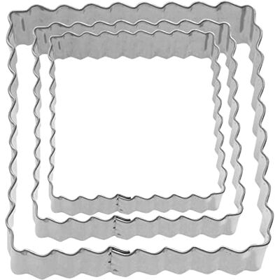 Westmark Terrassenkeks-Ausstechformen-Set Quadrat, Gewellte Kanten, 3-teilig, Größen: ø 4,5,6 cm, Rostfreier Edelstahl, Quadrat gewellt, Silber, 35272291 Westmark Terrassenkeks-Ausstechformen-Set Quadrat, Gewellte Kanten, 3-teilig, Größen: ø 4,5,6 cm, Rostfreier Edelstahl, Quadrat gewellt, Silber, 35272291